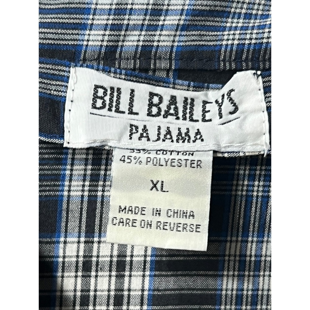 Bill Blass Mens Pajama Set Navy White Plaid Long Sleeve Button Down XL Sleepwear - Picture 11 of 12